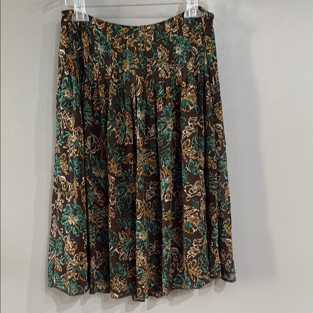 Multicolored Knee-Length A-Line Skirt with Pleats